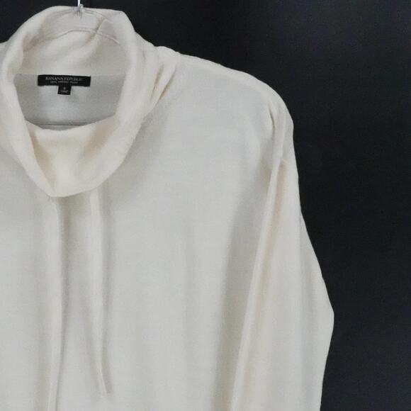 Banana Republic Sweater Womens Small Ivory Merino Wool Cowl Neck Lightweight - Picture 5 of 15